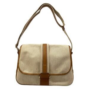 Hermès Bourlingue Shoulder Bag Beige Brown Toile H Leather